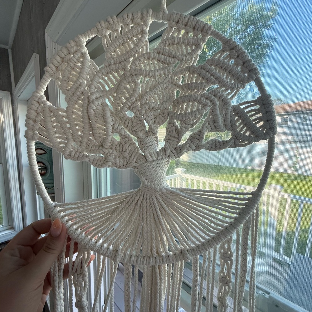 Costa Rican Handmade Bohemian Macrame Tree of Life Hanging Dream Catcher - Picture 2 of 2